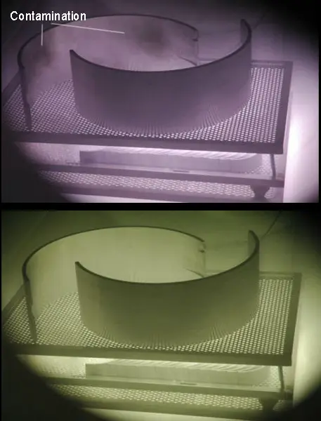 color change of the plasma form high contamination to clean